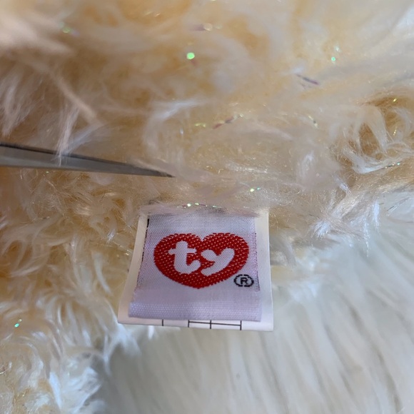 Ty(28) Plush Bear with Sparkle and Orange Bow”Flecks” - Picture 3 of 10